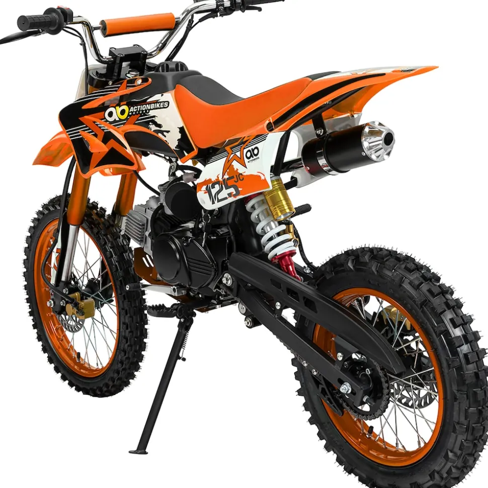 Jugend-Crossbike JC125, Benzin-Jugendmotorrad, 125 ccm, 17/14-Reifen, 4-Takt-Motor, 80 km/h, ab 14 J. (Orange)