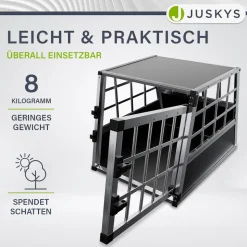 Juskys Alu Hundetransportbox M - 69×54×50 cm verschließbar & pflegeleicht - Hundebox für Hunde
