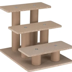 Juskys Haustiertreppe Timmy 36 cm, 3 Stufen Plüsch Grau waschbar– Hundetreppe für Bett, Sofa, Auto