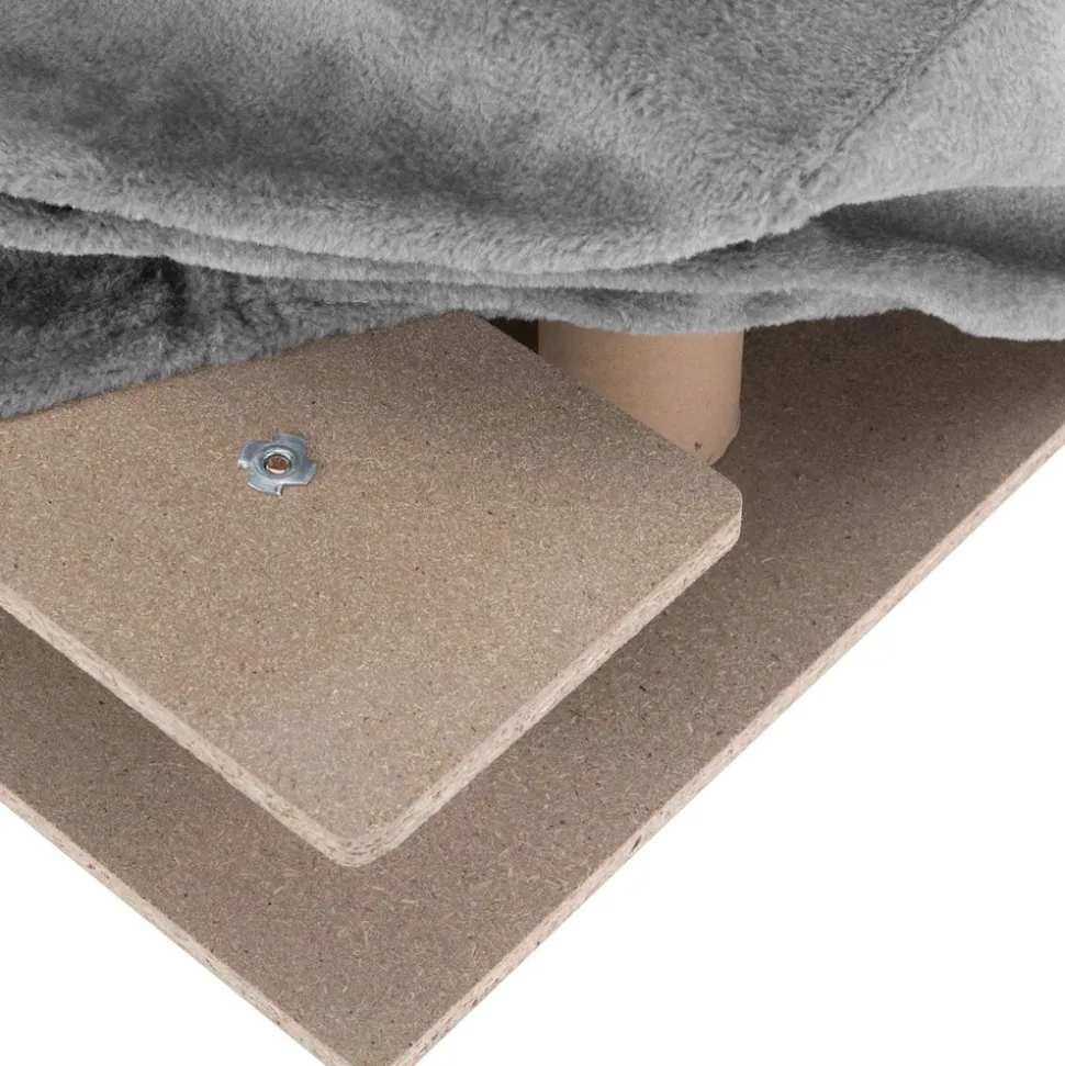 Juskys Haustiertreppe Timmy 36 cm, 3 Stufen Plüsch Grau waschbar– Hundetreppe für Bett, Sofa, Auto