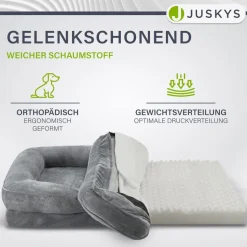 Juskys Hundebett Sheena M - 72 x 60 cm - orthopädisch & flauschig - Bezug abnehmbar & waschbar