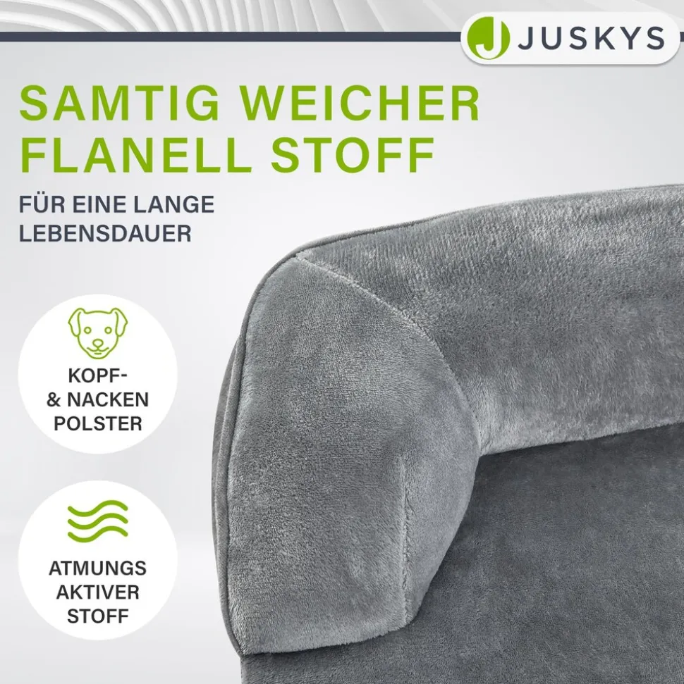Juskys Hundebett Sheena M - 72 x 60 cm - orthopädisch & flauschig - Bezug abnehmbar & waschbar