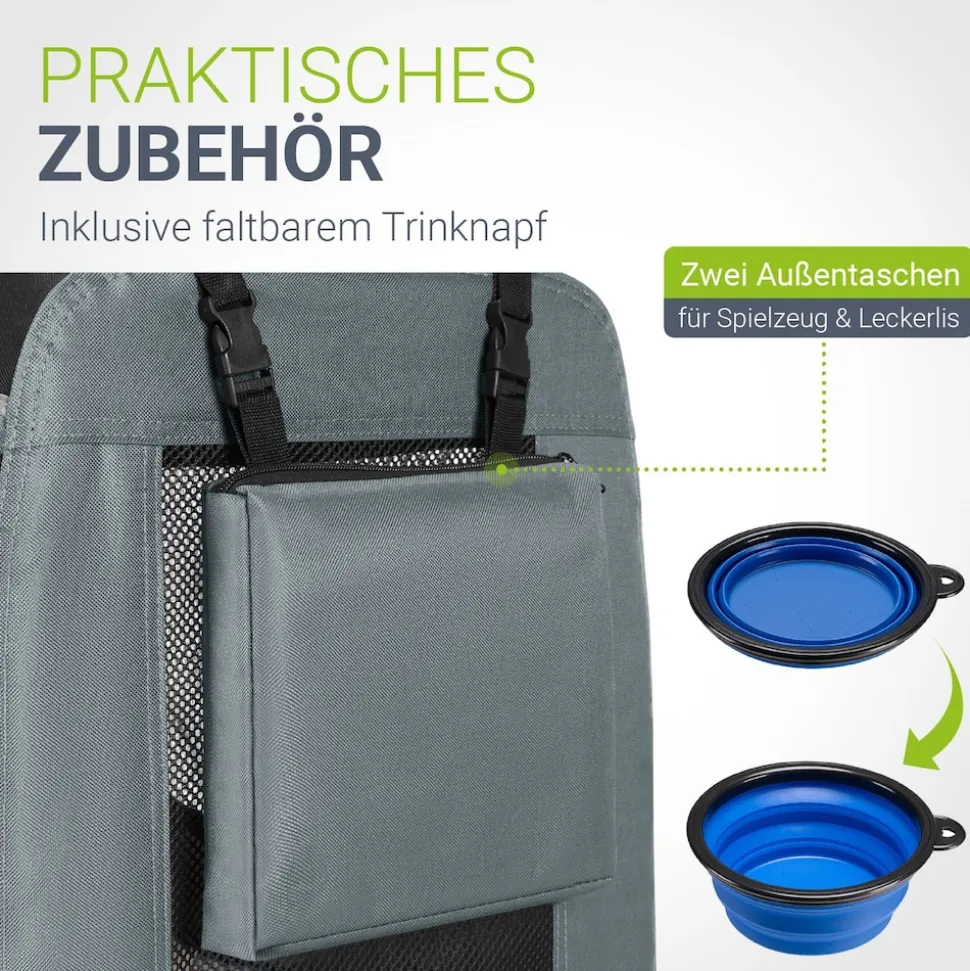 Juskys Hundetransportbox Lassie S (grau) faltbar mit Decke - 34x50x36 cm Hundetasche Hundebox