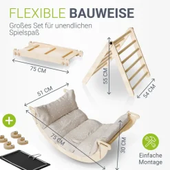 Juskys Kletterdreieck Movario Klein - Indoor Klettergerüst, Kletterdreieck und Kletterbogen, Rutsche