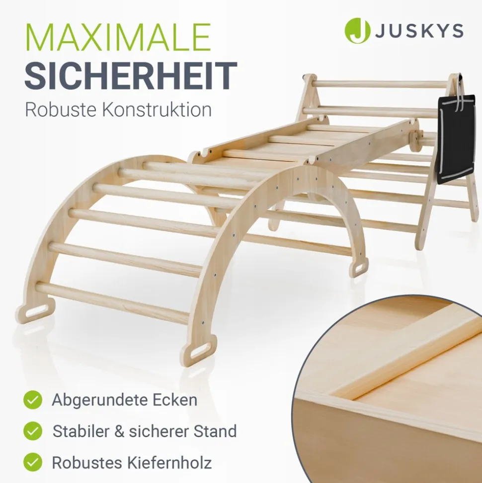 Juskys Kletterdreieck Movario Klein - Indoor Klettergerüst, Kletterdreieck und Kletterbogen, Rutsche