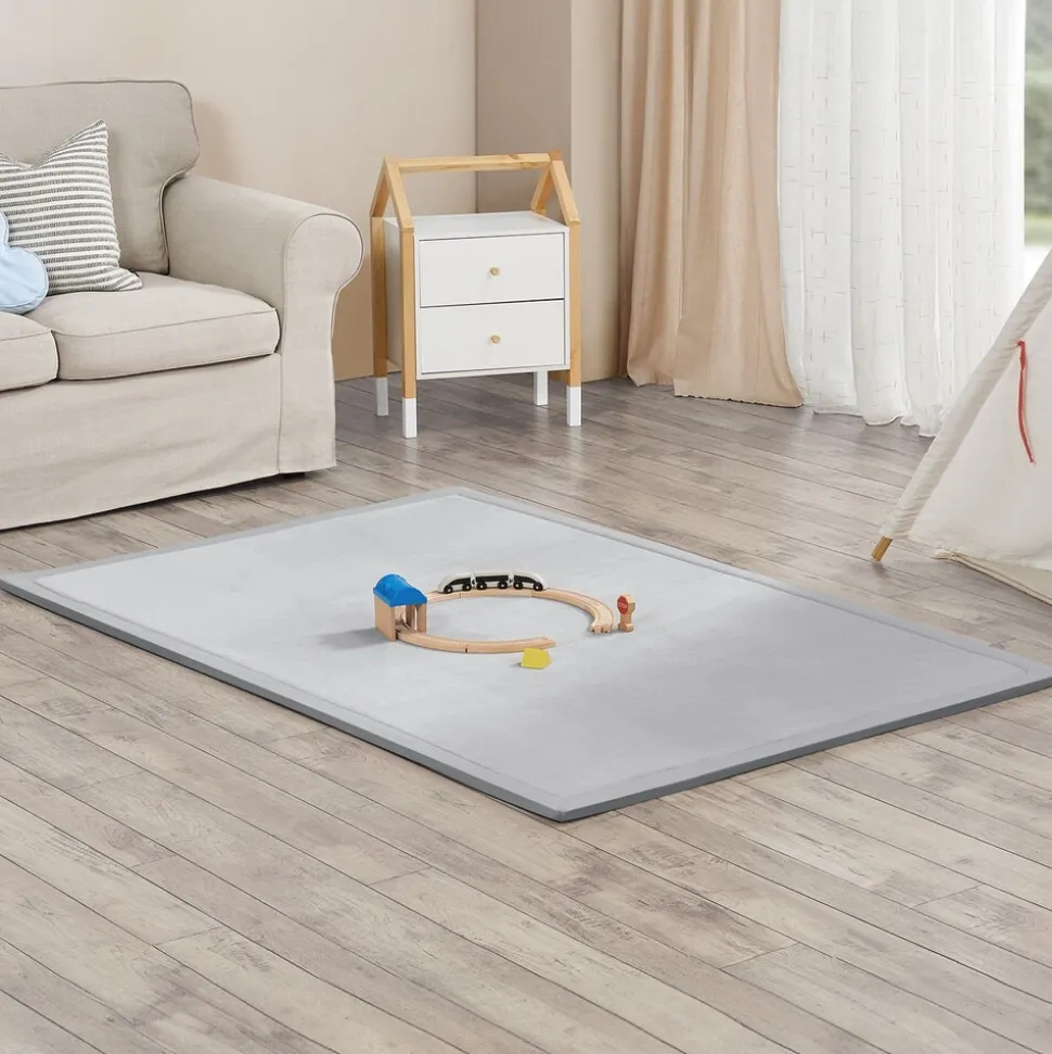 Juskys Krabbelmatte Maila Spielmatte 180x120 cm Yogamatte für Kind, Baby - rutschfest, weich - Grau