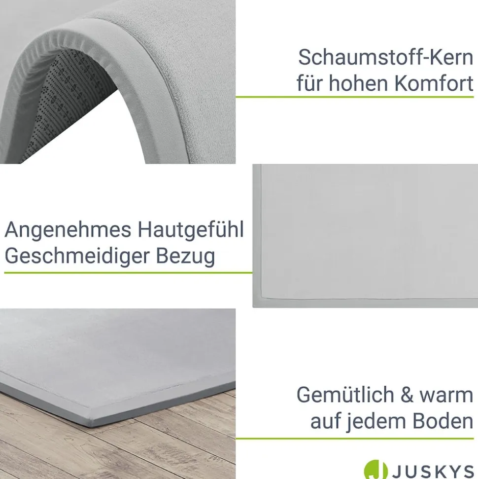 Juskys Krabbelmatte Maila Spielmatte 180x120 cm Yogamatte für Kind, Baby - rutschfest, weich - Grau