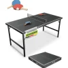 Juskys Mini Tischtennisplatte Flexi mit Zubehör - Tisch klappbar - Indoor Tischtennis für Zuhause - Schwarz