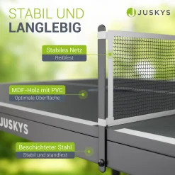 Juskys Mini Tischtennisplatte Flexi mit Zubehör - Tisch klappbar - Indoor Tischtennis für Zuhause - Schwarz