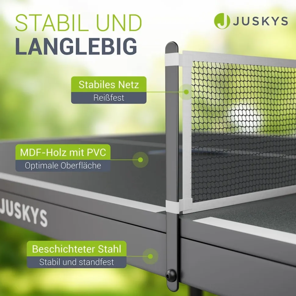 Juskys Mini Tischtennisplatte Flexi mit Zubehör - Tisch klappbar - Indoor Tischtennis für Zuhause - Schwarz