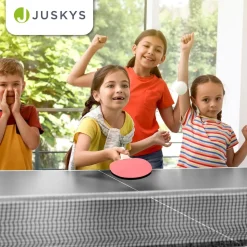 Juskys Mini Tischtennisplatte Flexi mit Zubehör - Tisch klappbar - Indoor Tischtennis für Zuhause - Schwarz
