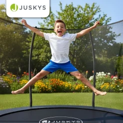 Juskys Trampolin SkyBounce S Ø 228 cm – Gartentrampolin mit PowerSpring Sprungfedern & Leiter