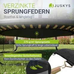 Juskys Trampolin SkyBounce S Ø 228 cm – Gartentrampolin mit PowerSpring Sprungfedern & Leiter