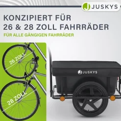Juskys Transportanhänger Fahrradanhänger 90 Liter - Lastenanhänger mit Kupplung, Deichsel & Plane