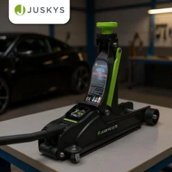 Juskys Wagenheber 2,5 t – Schwarz/Grün, hydraulisch, stabil mit Transportbox, Rangierwagenheber