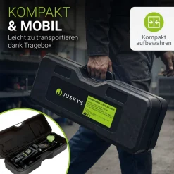Juskys Wagenheber 2,5 t – Schwarz/Grün, hydraulisch, stabil mit Transportbox, Rangierwagenheber