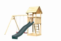 Karibu Spielturm Lotti Satteldach + Rutsche + Doppelschaukel