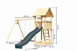 Karibu Spielturm Lotti Satteldach + Rutsche + Doppelschaukel