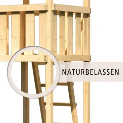Karibu Spielturm Lotti Satteldach mit Rutsche rot und Doppelschaukel