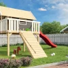 Karibu Stelzenhaus Fidel mit Rutsche rote und Holzrampe