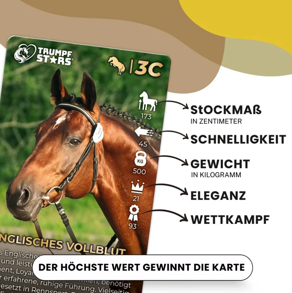 Kartenspiel Trumpfstars Pferde und Ponys 3 in 1 Quartettspiel ab 6 Jahren für 2+ Spieler