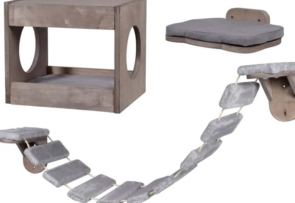 Katzenmöbel-Set mit Leiter, Höhle und Liegefläche