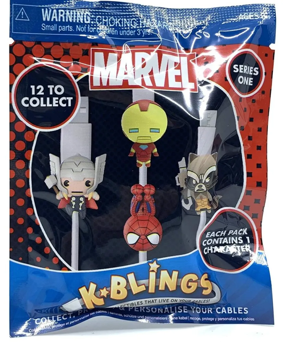 K-Blings - Marvel Kabel-Clip Sammelfigur Sammeln Sammler Ladekabel Figur Kinder Spiderman Thor