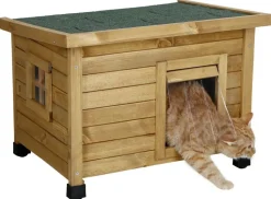 Kerbl Katzenhaus Rustica Katzenhütte aus Holz Schwingtüre mit Lamellen