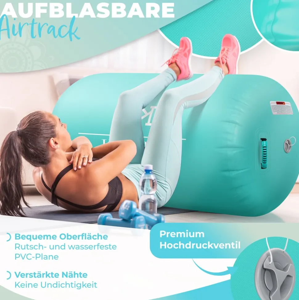 KESSER® Aufblasbare Air Roll Airtrack, Gymnastik-Rolle | inkl. Tragetasche & elektr. Luftpumpe | Barrel Gymnastik Tumbling | Yoga Gymnastik Rolle Gymnastikmatte, Fitnessrolle