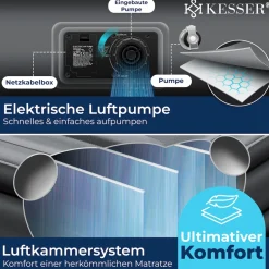 KESSER® Aufblasbare Matratze Luftbett mit eingebauter elektrischer Pumpe integrierte erhöhte aufblasbare Matratze für Übernachtungsgäste mit Aufbewahrungstasche