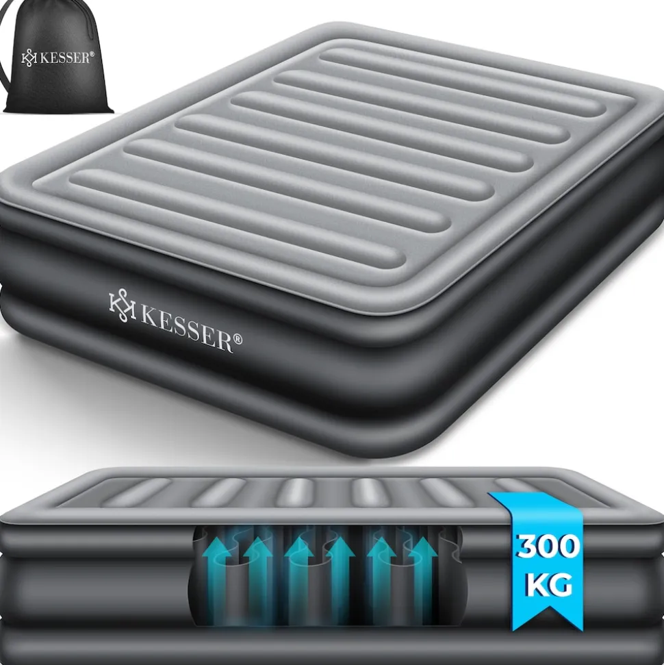 KESSER® Aufblasbare Matratze Luftbett mit eingebauter elektrischer Pumpe integrierte erhöhte aufblasbare Matratze für Übernachtungsgäste mit Aufbewahrungstasche