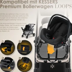 KESSER® Babyschale-Modul Kindersitzmodul-Aufsatz Zubehör Passend für LOOPS Faltbarer Bollerwagen Handwagen, Modul Universal für alle Babyschalle Babyliegeschale