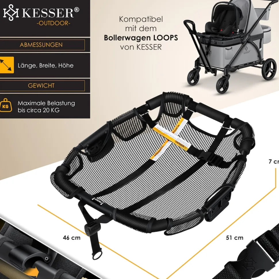 KESSER® Babyschale-Modul Kindersitzmodul-Aufsatz Zubehör Passend für LOOPS Faltbarer Bollerwagen Handwagen, Modul Universal für alle Babyschalle Babyliegeschale