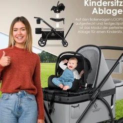 KESSER® Babyschale-Modul Kindersitzmodul-Aufsatz Zubehör Passend für LOOPS Faltbarer Bollerwagen Handwagen, Modul Universal für alle Babyschalle Babyliegeschale
