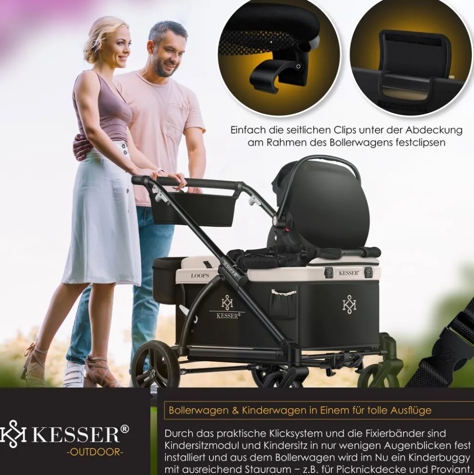 KESSER® Babyschale-Modul Kindersitzmodul-Aufsatz Zubehör Passend für LOOPS Faltbarer Bollerwagen Handwagen, Modul Universal für alle Babyschalle Babyliegeschale