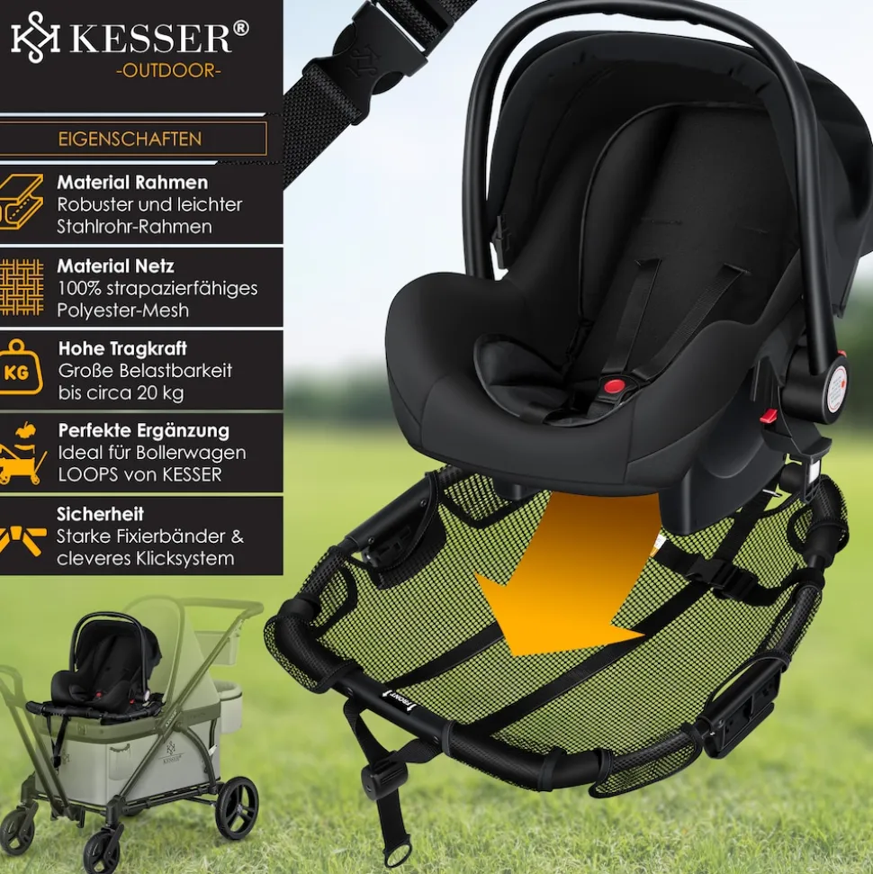 KESSER® Babyschale-Modul Kindersitzmodul-Aufsatz Zubehör Passend für LOOPS Faltbarer Bollerwagen Handwagen, Modul Universal für alle Babyschalle Babyliegeschale
