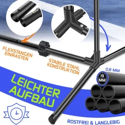 KESSER® Badmintonnetz, Tennisnetz | 300cm | 400cm | 500 cm | Federballnetz 3-Fach-Höhenverstellbar, Set bestehend aus Netz, 3x Feder- & Tennisball, stabilem Eisen-Gestell, Transporttasche, Indoor & Outdoor