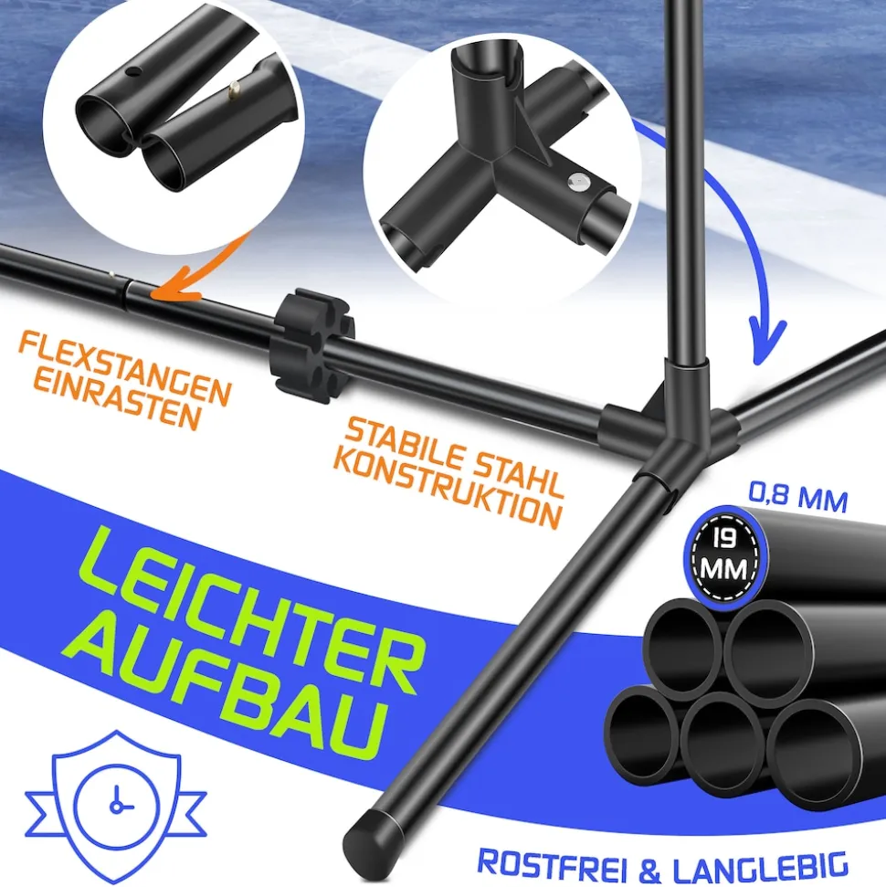 KESSER® Badmintonnetz, Tennisnetz | 300cm | 400cm | 500 cm | Federballnetz 3-Fach-Höhenverstellbar, Set bestehend aus Netz, 3x Feder- & Tennisball, stabilem Eisen-Gestell, Transporttasche, Indoor & Outdoor