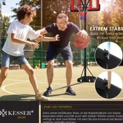 KESSER® Basketballkorb Premium mit Ständer Rollen Inkl. Basketball + Pumpe verstellbare Korbhöhe 230 bis 305 cm höhenverstellbar Korbanlage Outdoor komplett Basketballanlage für Erwachsene Kinder