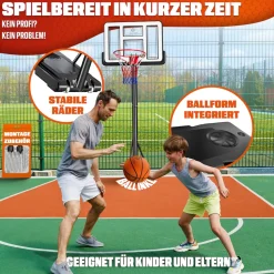 KESSER® Basketballkorb Set höhenverstellbar 160-210cm Mobiler Basketballständer mit Rollen, Backboard, Basketball, Pumpe & 2 Netzen - Indoor & Outdoor Basketballanlage für Kinder & Erwachsene