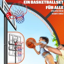 KESSER® Basketballkorb Set höhenverstellbar 160-210cm Mobiler Basketballständer mit Rollen, Backboard, Basketball, Pumpe & 2 Netzen - Indoor & Outdoor Basketballanlage für Kinder & Erwachsene