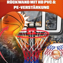 KESSER® Basketballkorb Set höhenverstellbar 160-210cm Mobiler Basketballständer mit Rollen, Backboard, Basketball, Pumpe & 2 Netzen - Indoor & Outdoor Basketballanlage für Kinder & Erwachsene