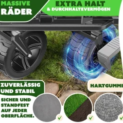 KESSER® Bollerwagen faltbar GT9000 Handwagen mit Dach | Transportwagen max. belastbar bis 150kg mit Hartgummi-Räder & Feststellbremsen (Vorne & Hinten) | Inkl. Abdeckung, Wetter & Sichtschutz