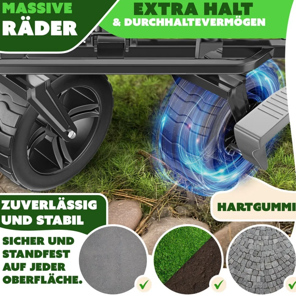 KESSER® Bollerwagen faltbar GT9000 Handwagen mit Dach | Transportwagen max. belastbar bis 150kg mit Hartgummi-Räder & Feststellbremsen (Vorne & Hinten) | Inkl. Abdeckung, Wetter & Sichtschutz