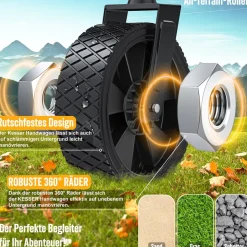 KESSER® Bollerwagen faltbar Handwagen Transportkarre max. 150kg Tragkraft & 360° PVC-Reifen Gerätewagen inkl. 2 Netztaschen, Seitentasche & Abdeckung Transportwagen Gartenanhänger ohne Dach