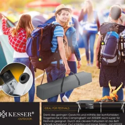 KESSER® Campingbett Klappbett Inkl.Tragetasche und Seitentasche Stabiles Feldbett 150 kg Belastbar Metallrohr 600D Oxfordgewebe Tragbar Liege Reise Bequem