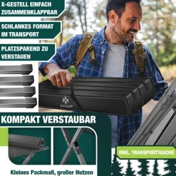 KESSER® Campingtisch faltbar Klapptisch mit Aluminiumrahmen Aufrollbare Tischplatte Falttisch klappbar 145x70x70cm bis 100kg inkl. Tragetasche mit Trageband & Netztasche