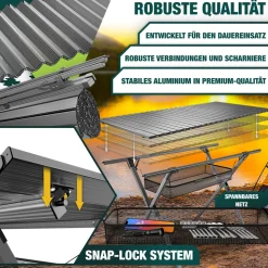 KESSER® Campingtisch faltbar Klapptisch mit Aluminiumrahmen Aufrollbare Tischplatte Falttisch klappbar 145x70x70cm bis 100kg inkl. Tragetasche mit Trageband & Netztasche