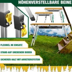 KESSER® Campingtisch faltbar Klapptisch mit Aluminiumrahmen Aufrollbare Tischplatte Falttisch klappbar inkl. Tragetasche mit Trageband & Netztasche, Holz-Optik