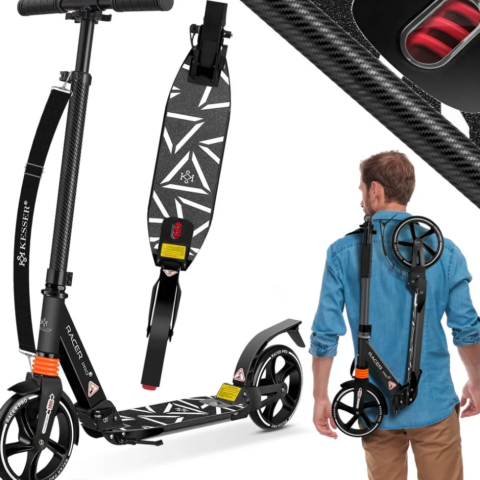 KESSER® Cityroller Scooter 205mm Räder PU Big Wheel - Pro-S Tretroller mit Doppel Federung, City-Roller Scooter klappbar und Höhenverstellbar, Roller Kickscooter für Erwachsene und Kinder